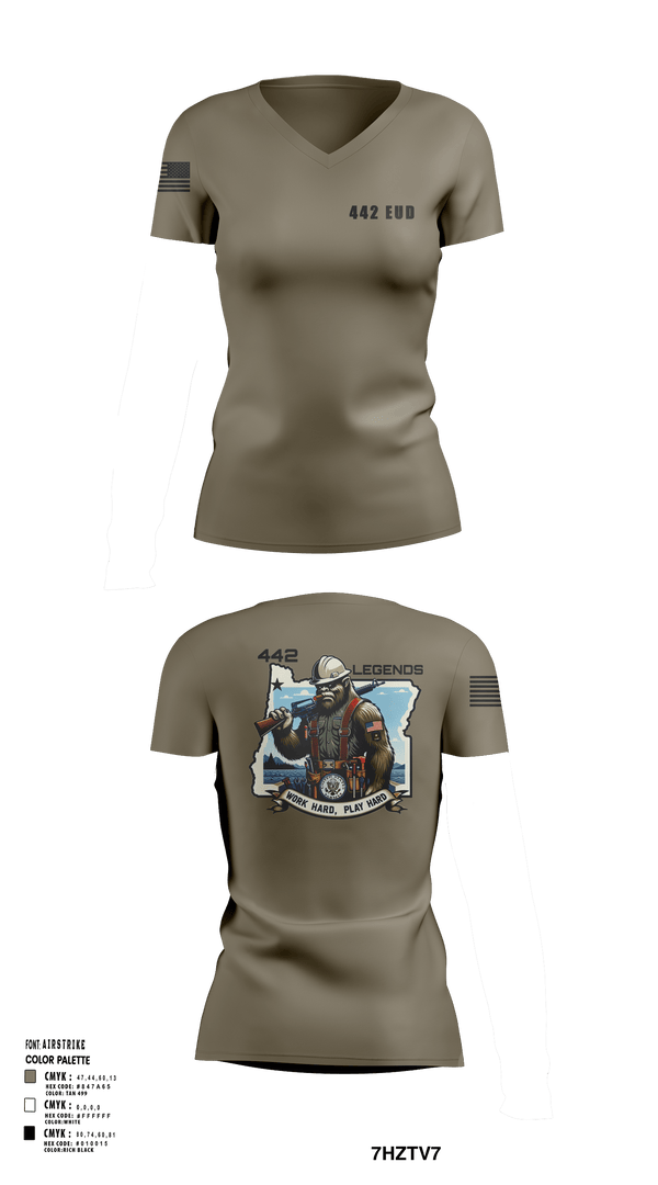 Women's Short Sleeve Vneck Shirt, 442 EUD, National Guard, Teamtime, Team time, sublimation, custom sports apparel, team uniforms, spirit wear, spiritwear, sports uniforms, custom shirts, team store, custom team store, fundraiser sports, apparel fundraiser