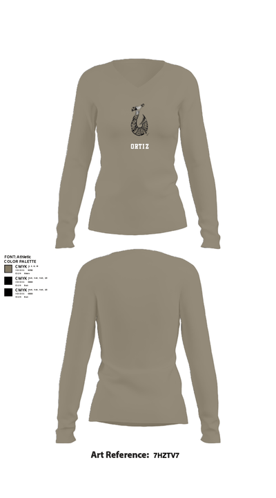 Ortiz 96148832 Women's Long Sleeve V-neck Shirt - 62