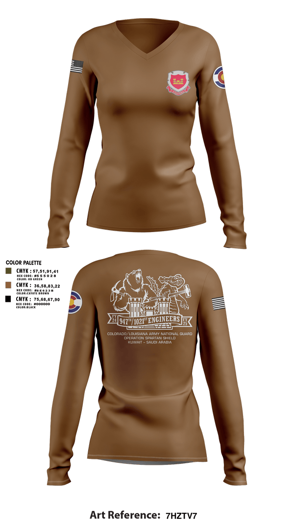 Women's Long Sleeve Vneck Shirt, 947th EVCC, , Teamtime, Team time, sublimation, custom sports apparel, team uniforms, spirit wear, spiritwear, sports uniforms, custom shirts, team store, custom team store, fundraiser sports, apparel fundraiser