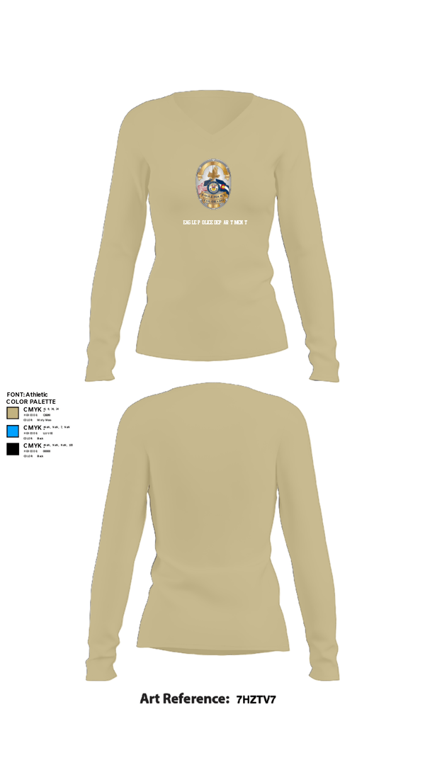 Women's Long Sleeve Vneck Shirt, Eagle Police Department, Police, Teamtime, Team time, sublimation, custom sports apparel, team uniforms, spirit wear, spiritwear, sports uniforms, custom shirts, team store, custom team store, fundraiser sports, apparel fundraiser
