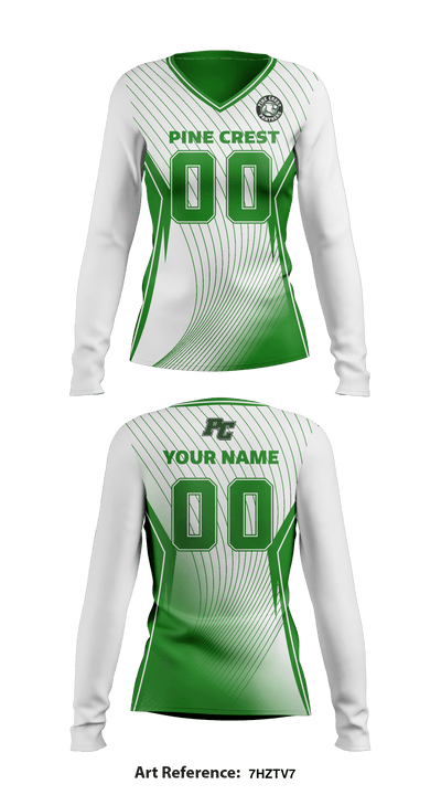 Pine Crest School (Upper School) Volleyball 95644172 Women's Long Sleeve V-neck Shirt - 142