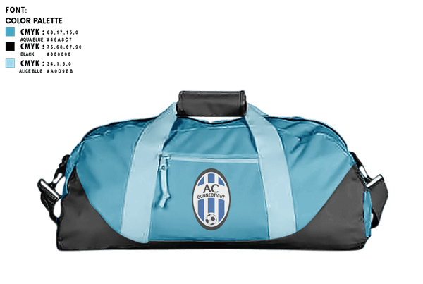 Duffle Bag, Ac Connecticut, Men's Soccer, Teamtime, Team time, sublimation, custom sports apparel, team uniforms, spirit wear, spiritwear, sports uniforms, custom shirts, team store, custom team store, fundraiser sports, apparel fundraiser