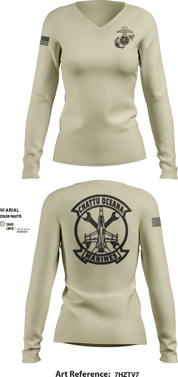 Women's Long Sleeve Vneck Shirt, , Marines, Teamtime, Team time, sublimation, custom sports apparel, team uniforms, spirit wear, spiritwear, sports uniforms, custom shirts, team store, custom team store, fundraiser sports, apparel fundraiser