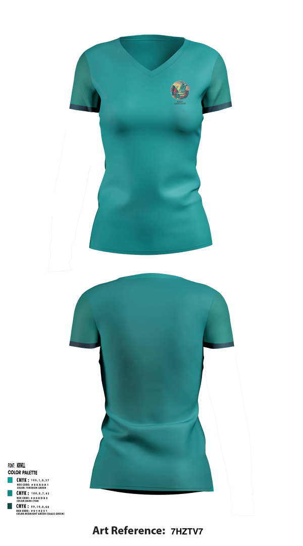 Women's Short Sleeve Vneck Shirt, Family’s Landscaping, , Teamtime, Team time, sublimation, custom sports apparel, team uniforms, spirit wear, spiritwear, sports uniforms, custom shirts, team store, custom team store, fundraiser sports, apparel fundraiser
