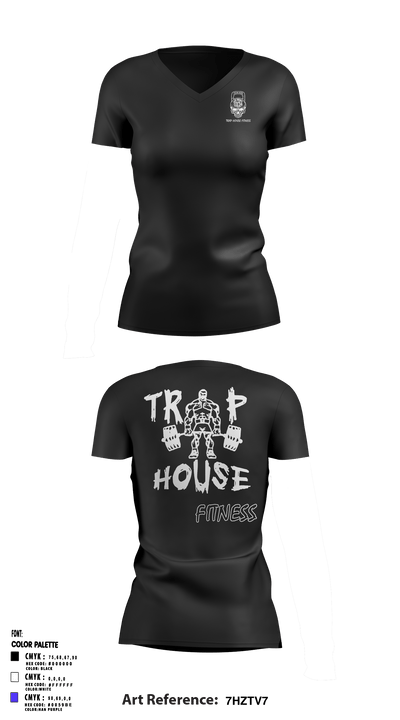Trap House Fitness 35010693 Women's Short Sleeve V-neck Shirt - 3