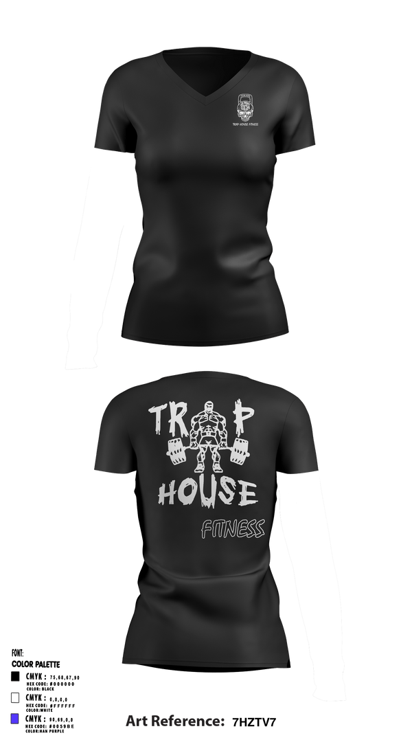 Women's Short Sleeve Vneck Shirt, Trap House Fitness, Spirit Store, Teamtime, Team time, sublimation, custom sports apparel, team uniforms, spirit wear, spiritwear, sports uniforms, custom shirts, team store, custom team store, fundraiser sports, apparel fundraiser