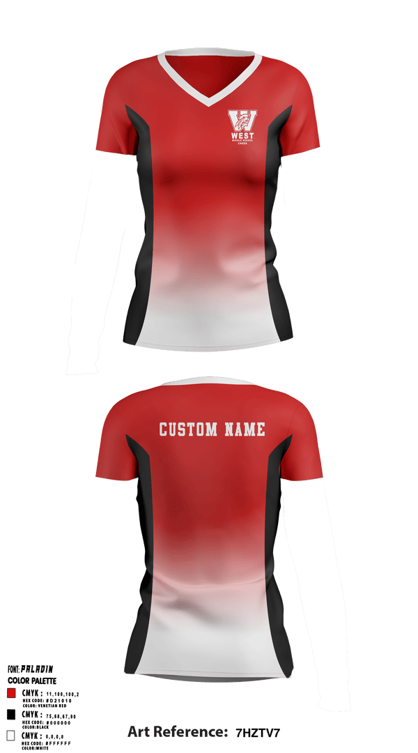 Women's Short Sleeve Vneck Shirt, West Middle School Cheer, Cheer, Teamtime, Team time, sublimation, custom sports apparel, team uniforms, spirit wear, spiritwear, sports uniforms, custom shirts, team store, custom team store, fundraiser sports, apparel fundraiser