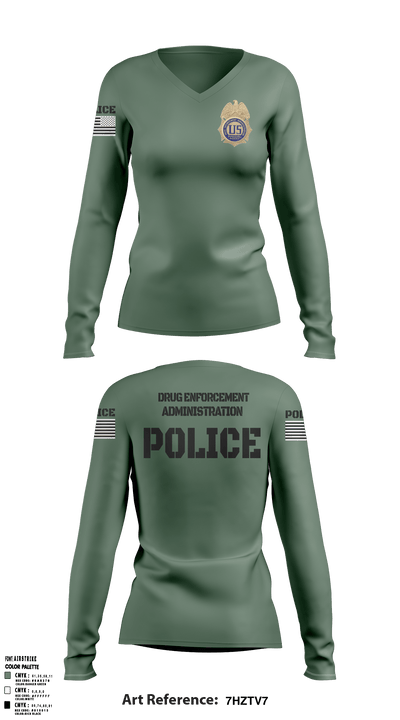 DEA Enforcement Group 46 13099367 Women's Long Sleeve V-neck Shirt - 50