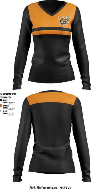 Women's Long Sleeve Vneck Shirt, Wanette High School, Spirit Store, Teamtime, Team time, sublimation, custom sports apparel, team uniforms, spirit wear, spiritwear, sports uniforms, custom shirts, team store, custom team store, fundraiser sports, apparel fundraiser