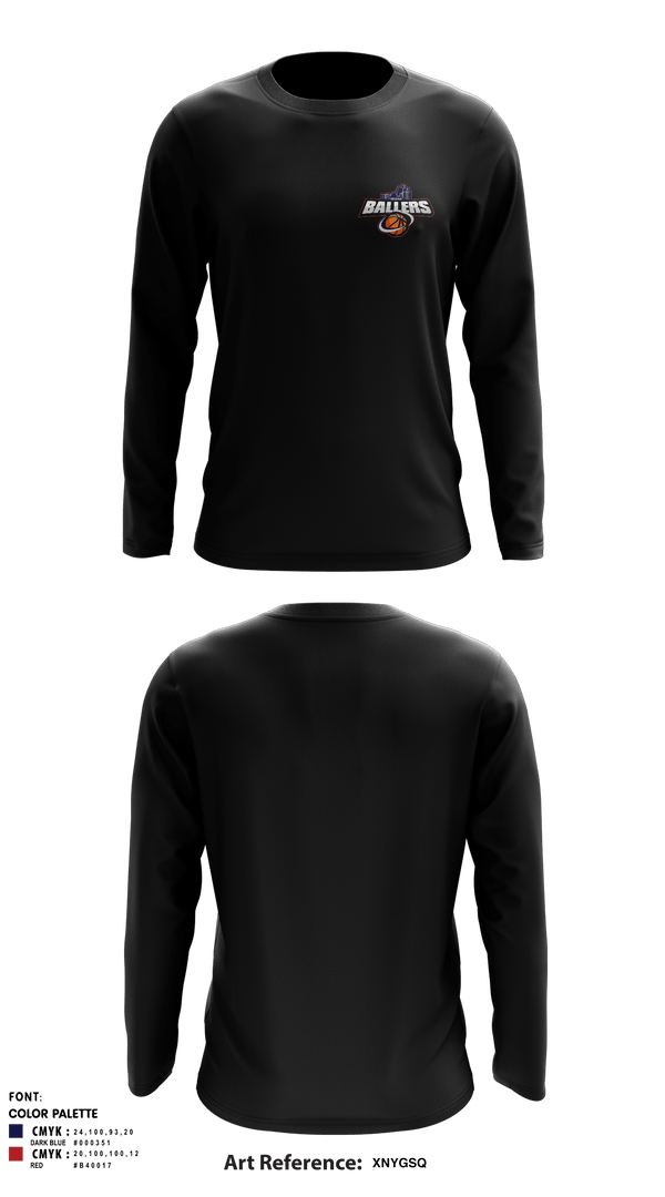 Long Sleeve Performance Shirt, Ballers Basketball, Men's Basketball, Teamtime, Team time, sublimation, custom sports apparel, team uniforms, spirit wear, spiritwear, sports uniforms, custom shirts, team store, custom team store, fundraiser sports, apparel fundraiser