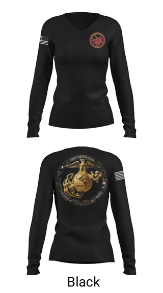 Women's Long Sleeve Vneck Shirt, , Marines, Teamtime, Team time, sublimation, custom sports apparel, team uniforms, spirit wear, spiritwear, sports uniforms, custom shirts, team store, custom team store, fundraiser sports, apparel fundraiser