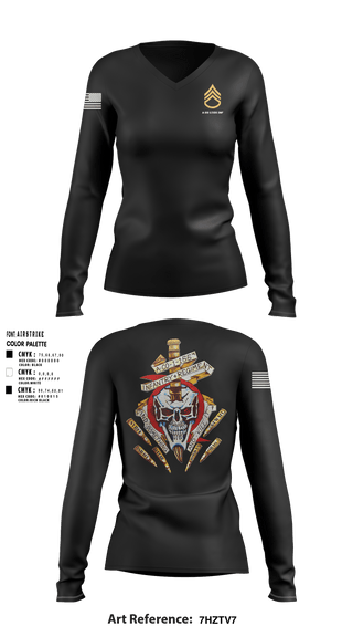 Women's Long Sleeve Vneck Shirt, A Co 1/155 INF, Army, Teamtime, Team time, sublimation, custom sports apparel, team uniforms, spirit wear, spiritwear, sports uniforms, custom shirts, team store, custom team store, fundraiser sports, apparel fundraiser