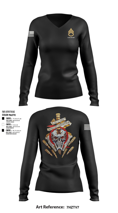 A Co 1/155 INF 63246466 Women's Long Sleeve V-neck Shirt - 1