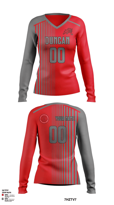 Duncan High School Volleyball 51201013 Women's Long Sleeve V-neck Shirt - 2