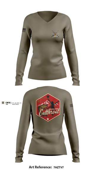 Women's Long Sleeve Vneck Shirt, , Army, Teamtime, Team time, sublimation, custom sports apparel, team uniforms, spirit wear, spiritwear, sports uniforms, custom shirts, team store, custom team store, fundraiser sports, apparel fundraiser