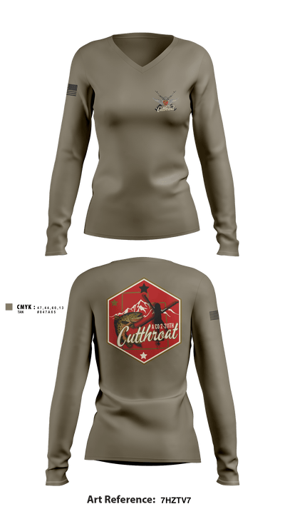 A Co. 2-211th GSAB 21328090 Women's Long Sleeve V-neck Shirt - 2