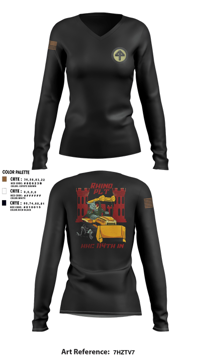 HHC 1-114 Infantry Brigade 59777131 Women's Long Sleeve V-neck Shirt - 3