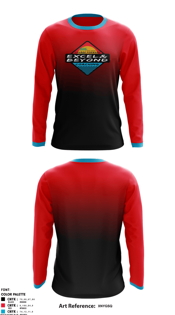 Long Sleeve Performance Shirt, Excel & Beyond Coaching, Cycling, Teamtime, Team time, sublimation, custom sports apparel, team uniforms, spirit wear, spiritwear, sports uniforms, custom shirts, team store, custom team store, fundraiser sports, apparel fundraiser