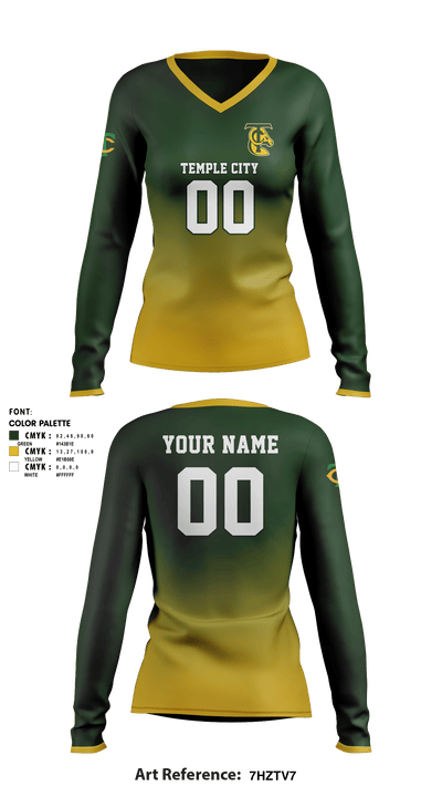 Temple City High School Volleyball 8349328 Women's Long Sleeve V-neck Shirt - 1