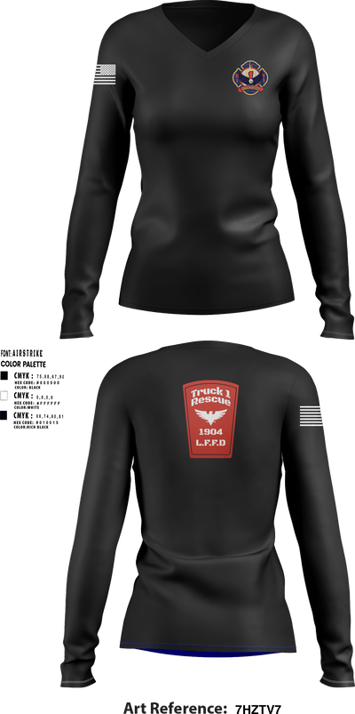 Eagle Hose Rescue Squad 11059392 Women's Long Sleeve V-neck Shirt - 2