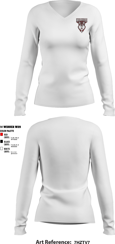 Othello High School Volleyball 2375763 Women's Long Sleeve V-neck Shirt - 2