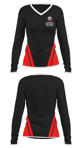 Women's Long Sleeve Vneck Shirt, Johnston City High School Wrestling, Wrestling, Teamtime, Team time, sublimation, custom sports apparel, team uniforms, spirit wear, spiritwear, sports uniforms, custom shirts, team store, custom team store, fundraiser sports, apparel fundraiser