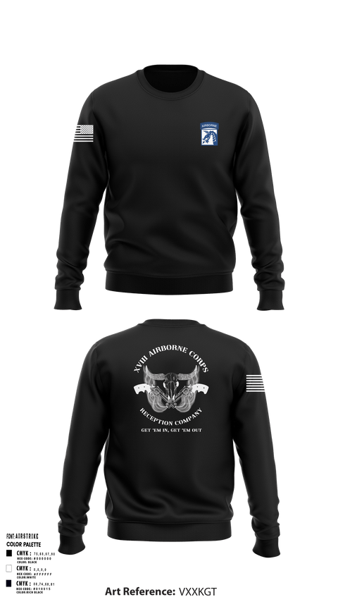 Crew Neck Sweatshirt, XVIII AIRBORNE CORPS RECEPTION COMPANY, Army, Teamtime, Team time, sublimation, custom sports apparel, team uniforms, spirit wear, spiritwear, sports uniforms, custom shirts, team store, custom team store, fundraiser sports, apparel fundraiser