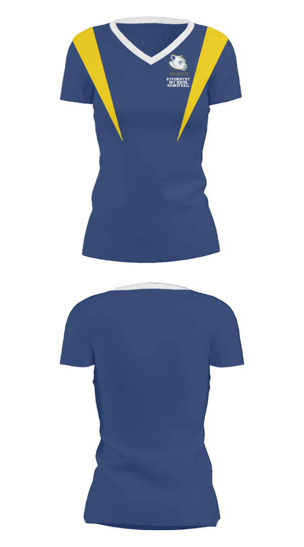 Women's Short Sleeve Vneck Shirt, Rye Country Day School Basketball, Men's Basketball, Teamtime, Team time, sublimation, custom sports apparel, team uniforms, spirit wear, spiritwear, sports uniforms, custom shirts, team store, custom team store, fundraiser sports, apparel fundraiser