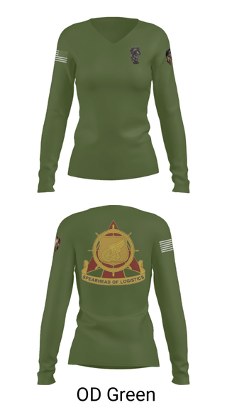 Women's Long Sleeve Vneck Shirt, , Army, Teamtime, Team time, sublimation, custom sports apparel, team uniforms, spirit wear, spiritwear, sports uniforms, custom shirts, team store, custom team store, fundraiser sports, apparel fundraiser