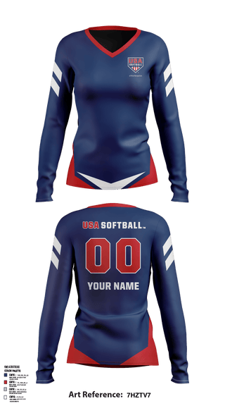 Women's Long Sleeve Vneck Shirt, USA Softball of NH, Softball, Teamtime, Team time, sublimation, custom sports apparel, team uniforms, spirit wear, spiritwear, sports uniforms, custom shirts, team store, custom team store, fundraiser sports, apparel fundraiser