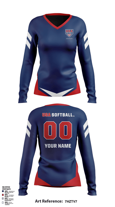 USA Softball of NH 95235930 Women's Long Sleeve V-neck Shirt - 1