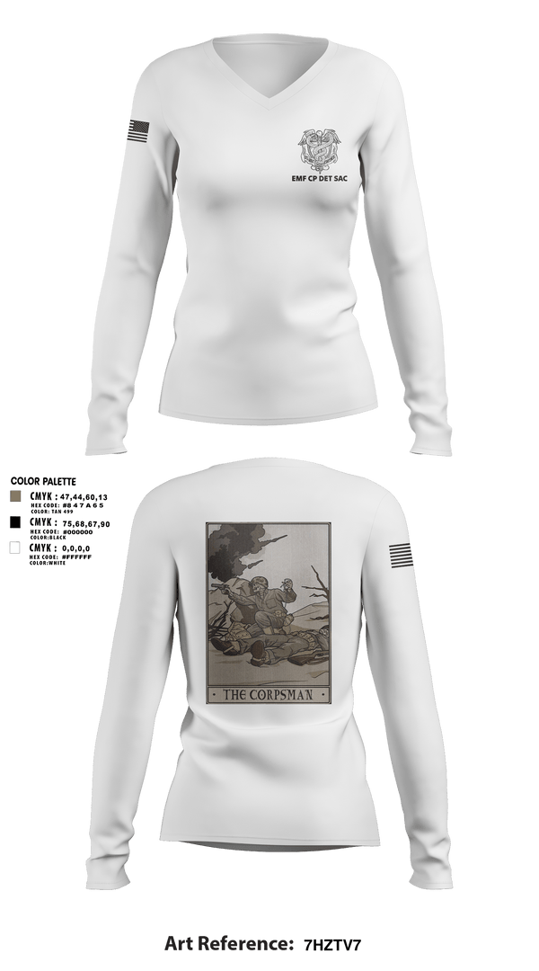 Women's Long Sleeve Vneck Shirt, EMF CP DET SAC, , Teamtime, Team time, sublimation, custom sports apparel, team uniforms, spirit wear, spiritwear, sports uniforms, custom shirts, team store, custom team store, fundraiser sports, apparel fundraiser