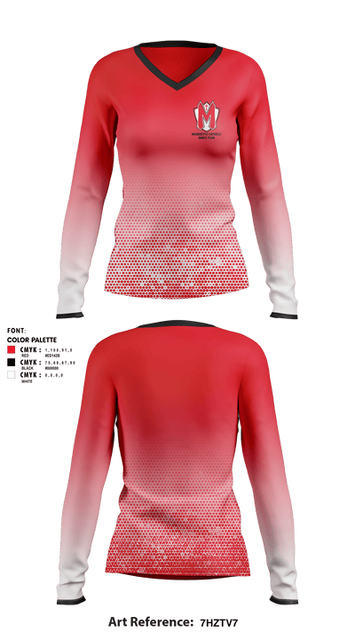 Marquette Catholic High School Dance 81247861 Women's Long Sleeve V-neck Shirt - 2