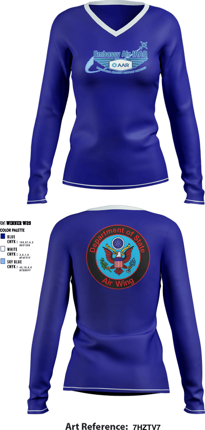 Embassy Air IRAQ 82919068 Women's Long Sleeve V-neck Shirt - 1