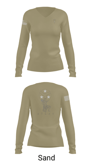 Women's Long Sleeve Vneck Shirt, , Army, Teamtime, Team time, sublimation, custom sports apparel, team uniforms, spirit wear, spiritwear, sports uniforms, custom shirts, team store, custom team store, fundraiser sports, apparel fundraiser