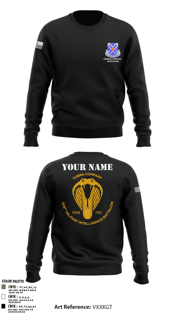 Crew Neck Sweatshirt, Charlie Company, 305th MI BN, , Teamtime, Team time, sublimation, custom sports apparel, team uniforms, spirit wear, spiritwear, sports uniforms, custom shirts, team store, custom team store, fundraiser sports, apparel fundraiser