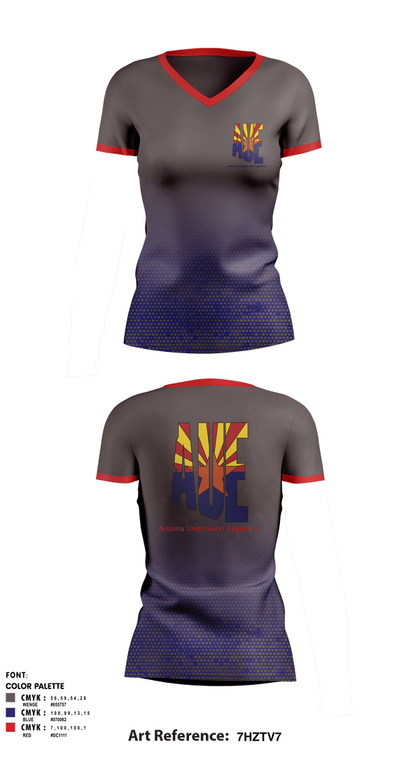 Women's Short Sleeve Vneck Shirt, Arizona Underwater Explorers, , Teamtime, Team time, sublimation, custom sports apparel, team uniforms, spirit wear, spiritwear, sports uniforms, custom shirts, team store, custom team store, fundraiser sports, apparel fundraiser