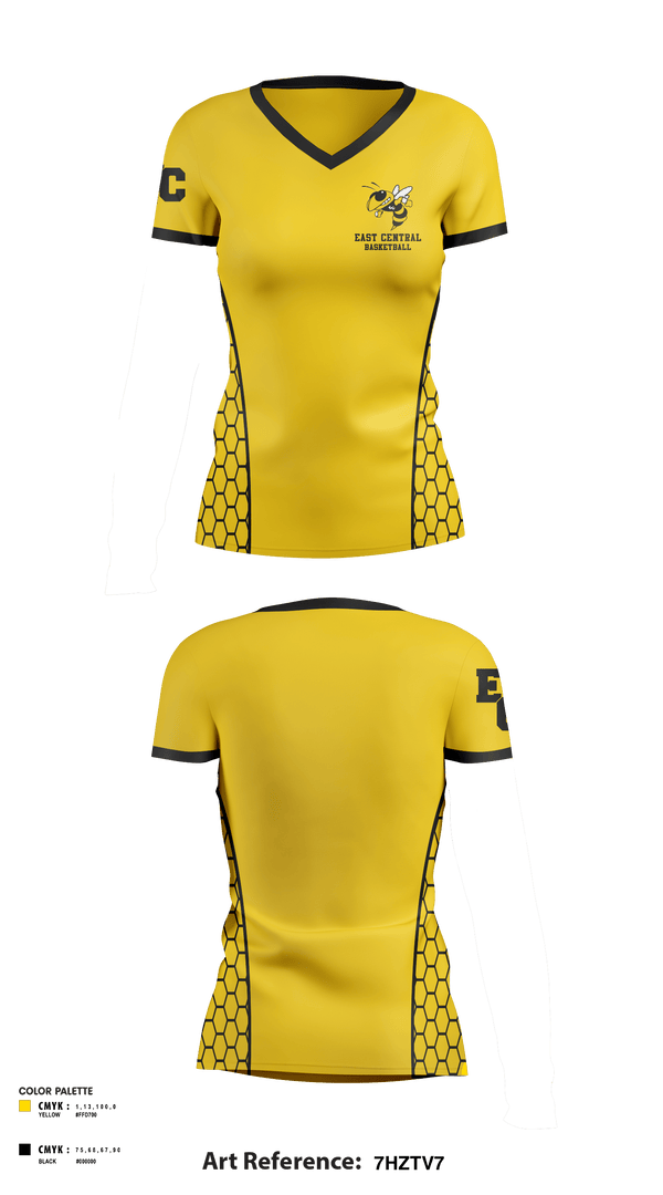 Women's Short Sleeve Vneck Shirt, East Central High School Basketball, Women's Basketball, Teamtime, Team time, sublimation, custom sports apparel, team uniforms, spirit wear, spiritwear, sports uniforms, custom shirts, team store, custom team store, fundraiser sports, apparel fundraiser