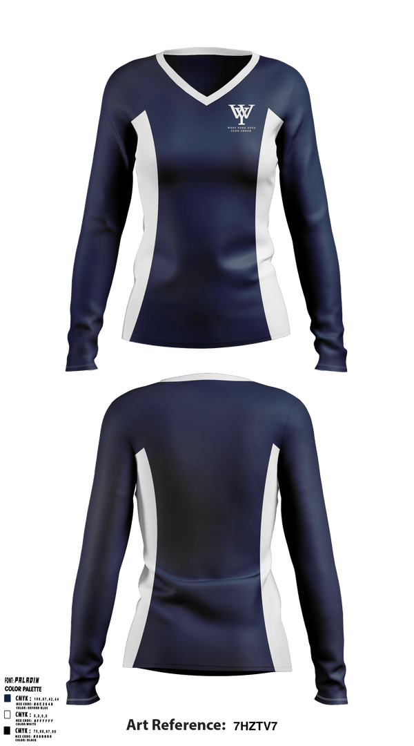 Women's Long Sleeve Vneck Shirt, West York Boys Club Basketball, Men's Basketball, Teamtime, Team time, sublimation, custom sports apparel, team uniforms, spirit wear, spiritwear, sports uniforms, custom shirts, team store, custom team store, fundraiser sports, apparel fundraiser