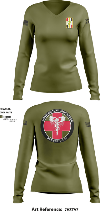 Women's Long Sleeve Vneck Shirt, , Army, Teamtime, Team time, sublimation, custom sports apparel, team uniforms, spirit wear, spiritwear, sports uniforms, custom shirts, team store, custom team store, fundraiser sports, apparel fundraiser