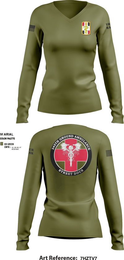 345th MCGA 98196690 Women's Long Sleeve V-neck Shirt - 12
