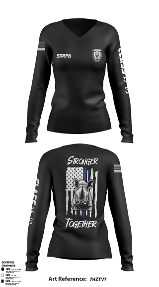 Women's Long Sleeve Vneck Shirt, SDRPA, Police, Teamtime, Team time, sublimation, custom sports apparel, team uniforms, spirit wear, spiritwear, sports uniforms, custom shirts, team store, custom team store, fundraiser sports, apparel fundraiser