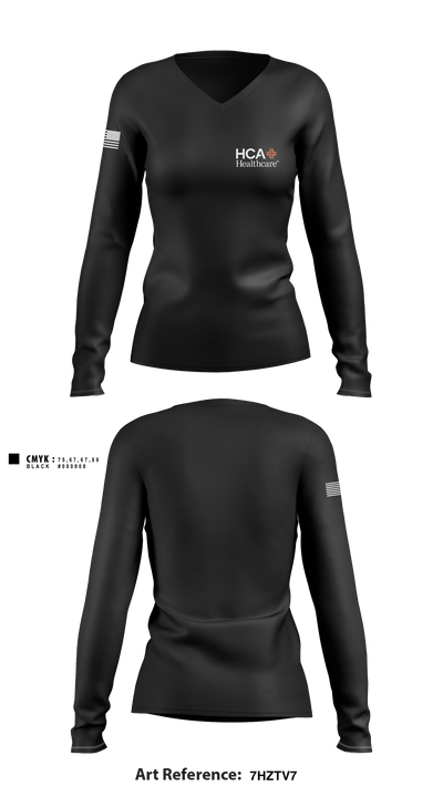 HCA HEALTHCARE 97224522 Women's Long Sleeve V-neck Shirt - 3