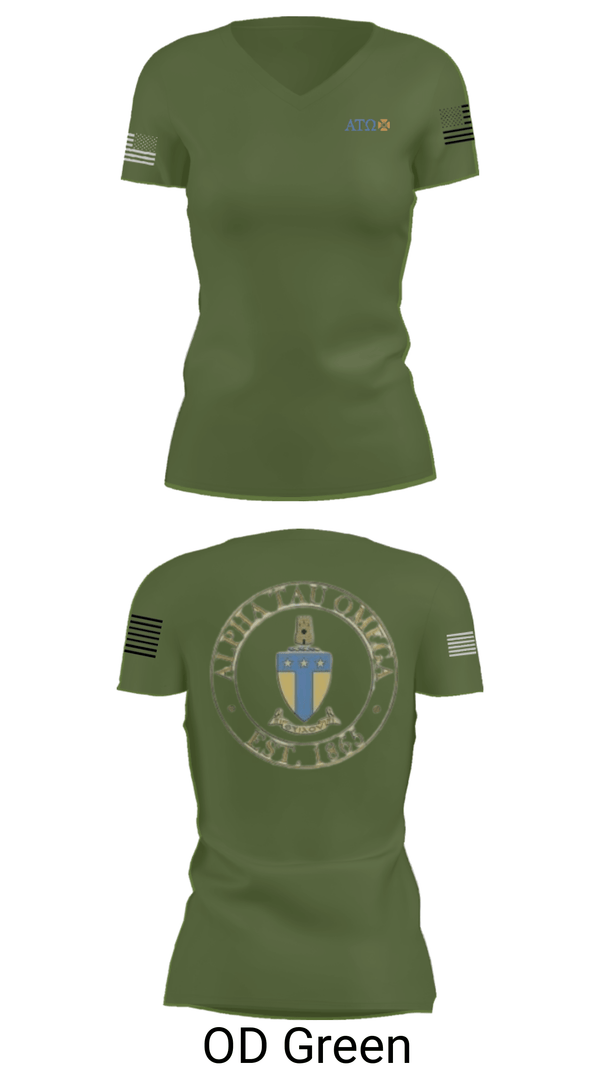 Women's Short Sleeve Vneck Shirt, , Army, Teamtime, Team time, sublimation, custom sports apparel, team uniforms, spirit wear, spiritwear, sports uniforms, custom shirts, team store, custom team store, fundraiser sports, apparel fundraiser