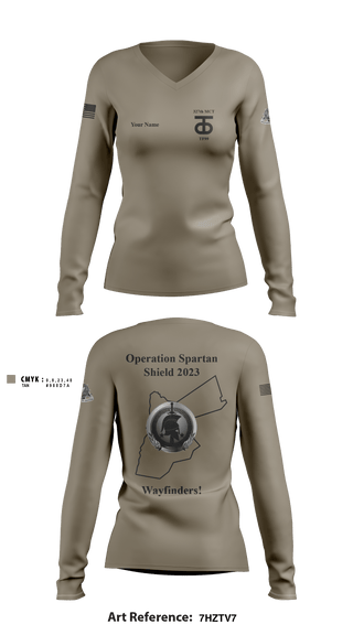 Women's Long Sleeve Vneck Shirt, , Army, Teamtime, Team time, sublimation, custom sports apparel, team uniforms, spirit wear, spiritwear, sports uniforms, custom shirts, team store, custom team store, fundraiser sports, apparel fundraiser
