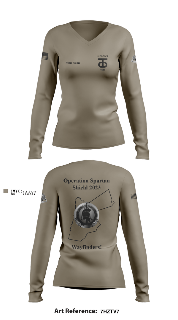 Women's Long Sleeve Vneck Shirt, , Army, Teamtime, Team time, sublimation, custom sports apparel, team uniforms, spirit wear, spiritwear, sports uniforms, custom shirts, team store, custom team store, fundraiser sports, apparel fundraiser