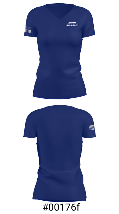 USS OAK HILL LSD 51 23467788 Women's Short Sleeve V-neck Shirt - 4