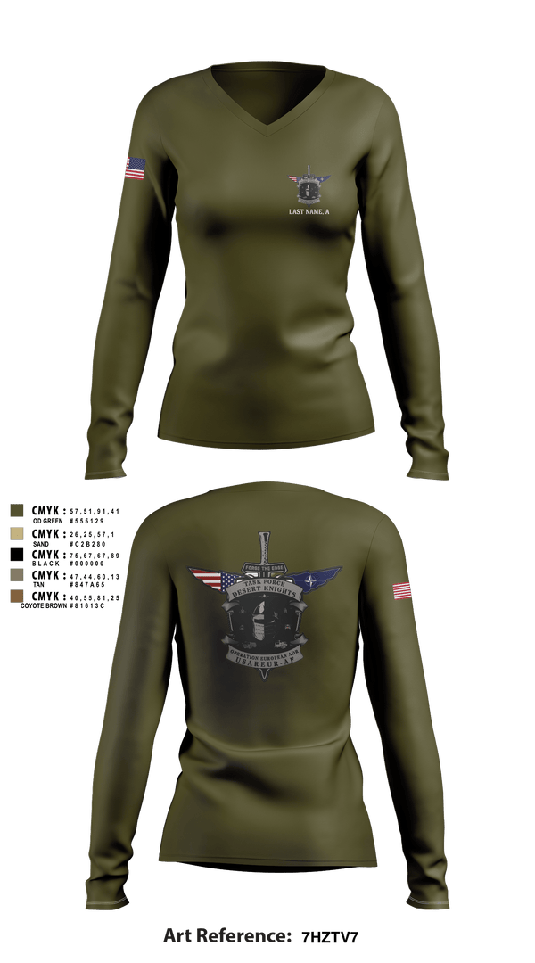 Women's Long Sleeve Vneck Shirt, , Army, Teamtime, Team time, sublimation, custom sports apparel, team uniforms, spirit wear, spiritwear, sports uniforms, custom shirts, team store, custom team store, fundraiser sports, apparel fundraiser