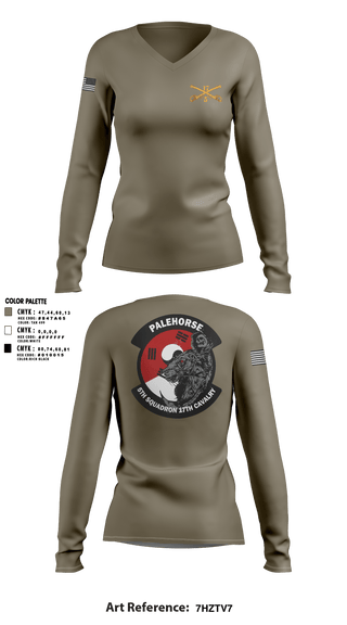Women's Long Sleeve Vneck Shirt, B TRP 5-17 ACS, Army, Teamtime, Team time, sublimation, custom sports apparel, team uniforms, spirit wear, spiritwear, sports uniforms, custom shirts, team store, custom team store, fundraiser sports, apparel fundraiser