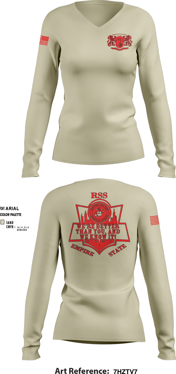 Women's Long Sleeve Vneck Shirt, RSS EMPIRE STATE, Marines, Teamtime, Team time, sublimation, custom sports apparel, team uniforms, spirit wear, spiritwear, sports uniforms, custom shirts, team store, custom team store, fundraiser sports, apparel fundraiser